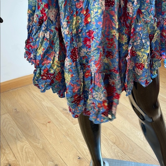 Blue Asymmetrical Smocked Sundress with ruffle - Picture 4 of 9